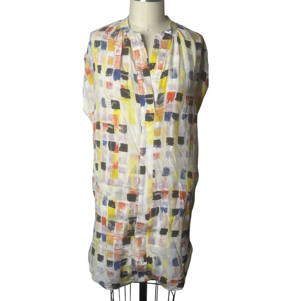 The Odells Multi Colored Geometric Cap Sleeve Shift Dress Small